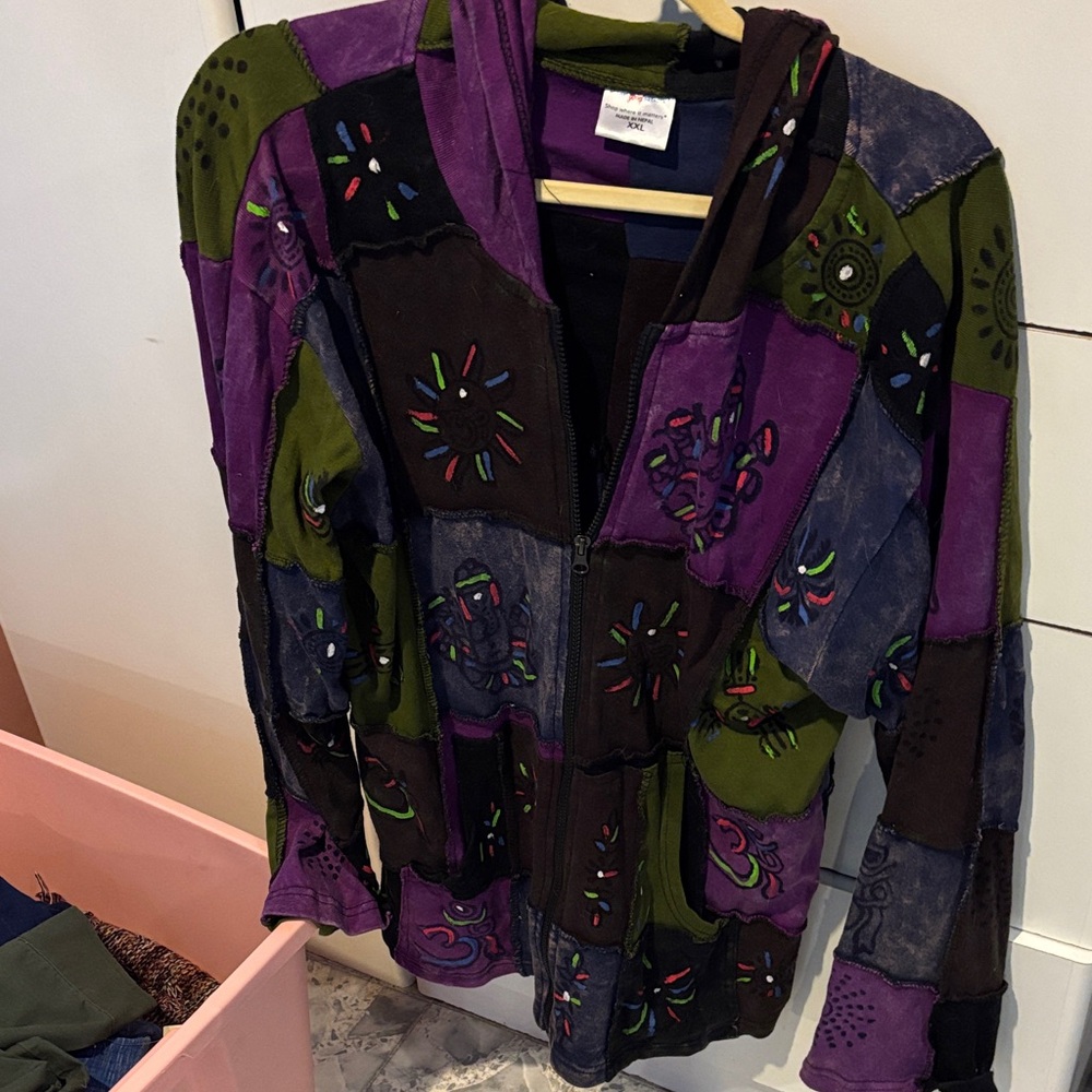 Colorful Patchwork Bomber Jacket - image 1